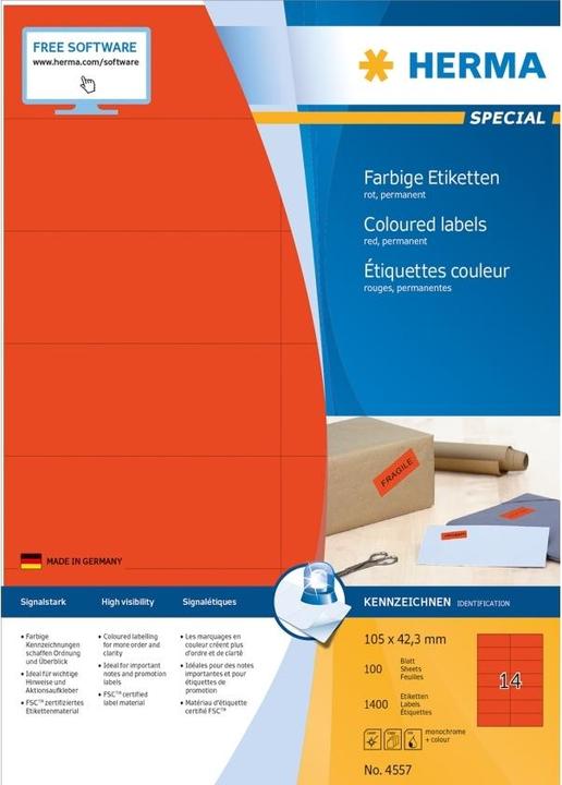 Produktbild HERMA Farbige Etiketten A4