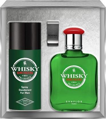 Evaflor Whisky Origin Eau De Toilette Spray 100ml und Clip Deodorant Spray 150ml Set (Spray, 150 ml)