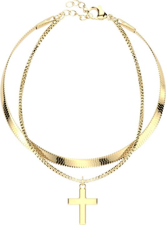 Produktbild Star Piercing Kette vergoldet Schlange und Box mit Anhänger Kreuz (Chirurgenstahl 316L)