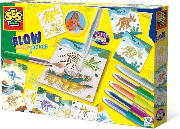 Produktbild Ses Creative Blow Airbrush Pens - Dinosaurier mit magischem Farbwechsel
