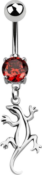 Produktbild Star Piercing Banane silber mit Anhänger Echse orange (Chirurgenstahl 316L)