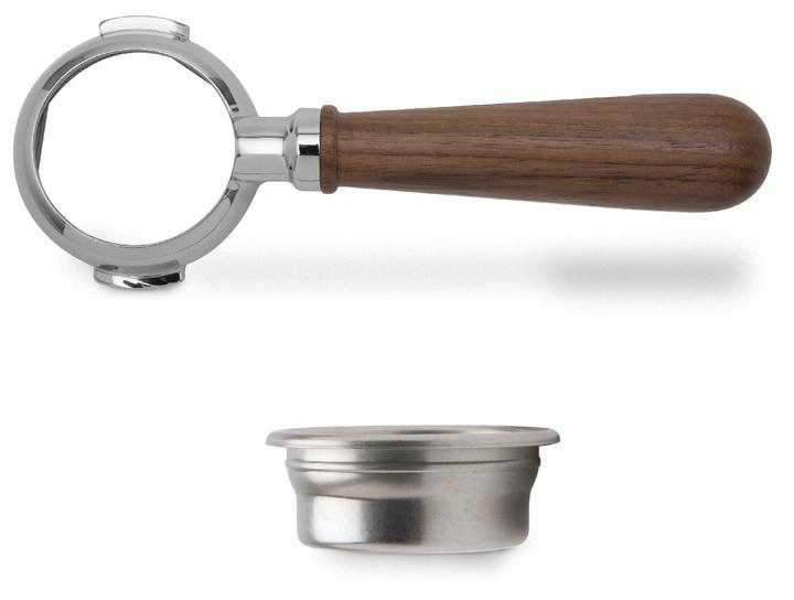 Actual product image Lelit Wood portafilter 58mm bottomless