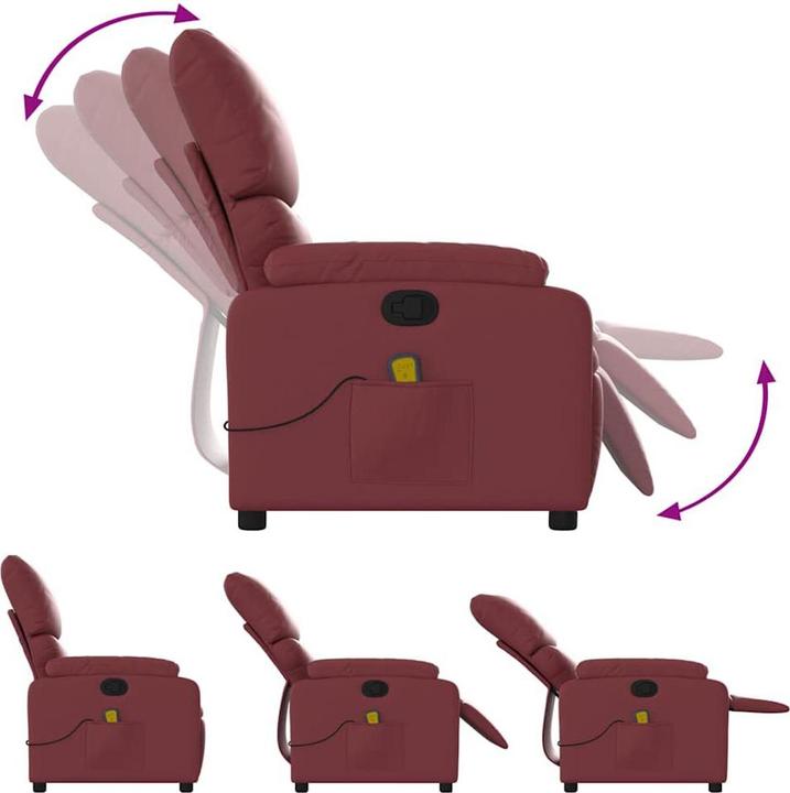 Image du produit VidaXL Fauteuil de massage vin rouge similicuir,Couleur : vin rouge,Matériaux