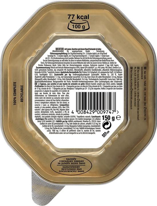 Image du produit Cesar Casar, nourriture pour chiens, agneau avec carottes et coriandre, 150 g (Adulte, 1 pcs, 150 g)