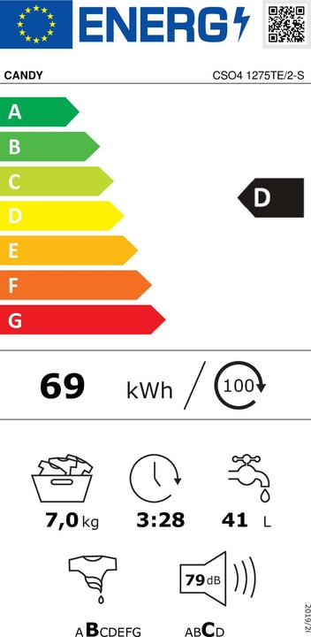 Energie-Label Candy CSO4 1275TE/2-S (7 kg, Links)