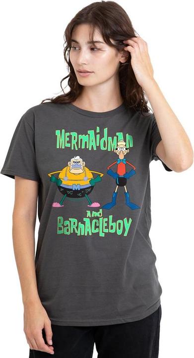 Immagine prodotto Spongebob Squarepants Maglietta L'Uomo Sirena e il Ragazzo Barnacle Adulto Unisex (L)