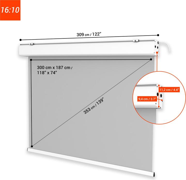 Immagine prodotto Celexon Expert - schermo - montaggio a soffitto possibile, adatto al montaggio a parete - motorizzato (139", 16:10)
