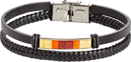 Produktbild PranaHaus Bernstein-Lederarmband, geflochten