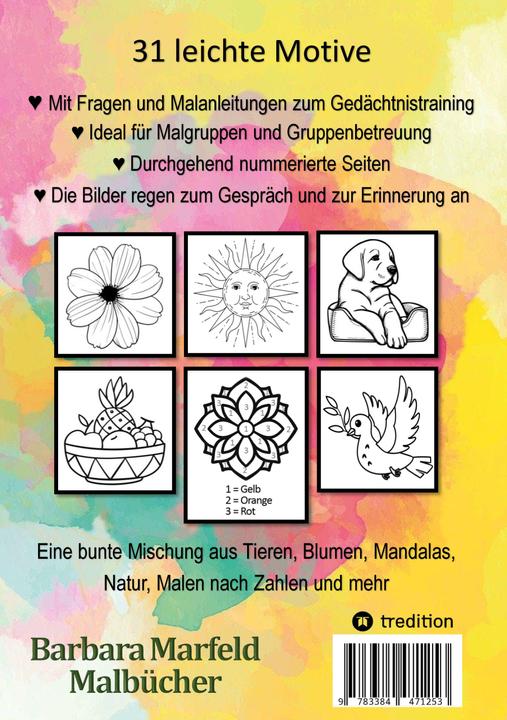 Actual product image Malbuch fr Senioren - Einfache Motive, Malen nach Zahlen, Einfache Muster, Gehirntraining