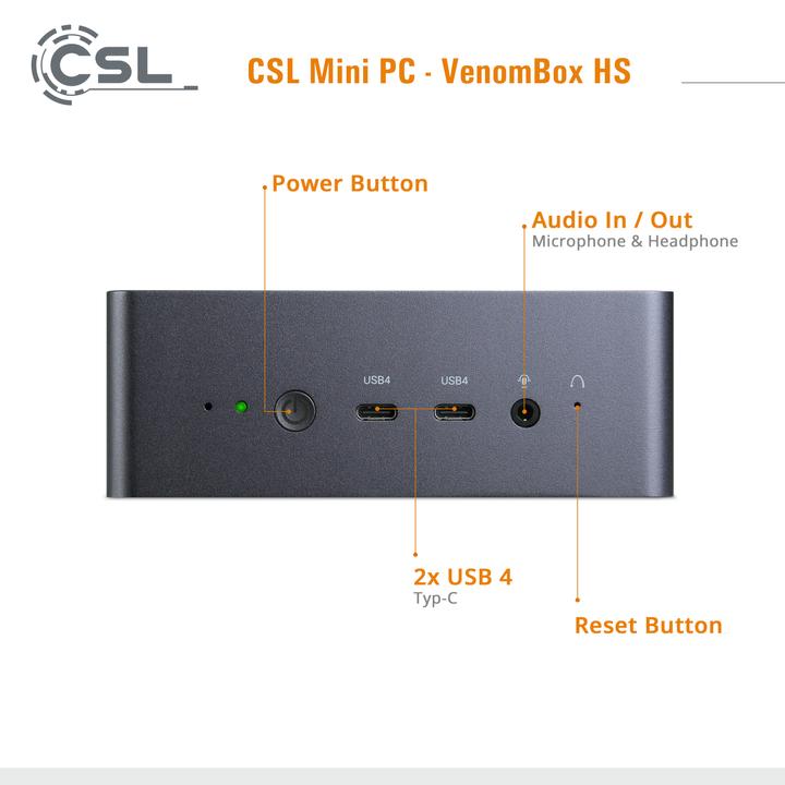 Actual product image CSL Mini-PC VenomBox HS / 32GB / 2000 GB M.2 SSD / Win 11 Home (AMD Ryzen 7 8845HS, 32 GB, 2000 GB, Radeon 780M)