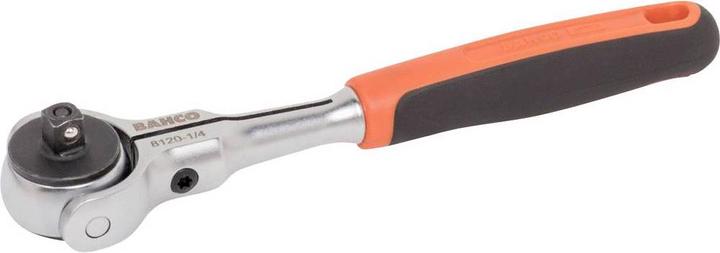 Actual product image Bahco 1/4" reversible ratchet with swivelling head, 72 teeth and 5° reverse swivel angle, 149 mm (1/4")
