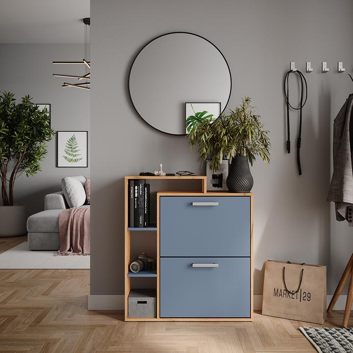 Produktbild Vichy Schuhkipper Orlando, Goldkraft Eiche/Blau, 80 x 90 cm