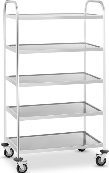 Actual product image Royal Catering Stainless Steel Serving Trolley - 5 Shelves - Up To 250 kg
