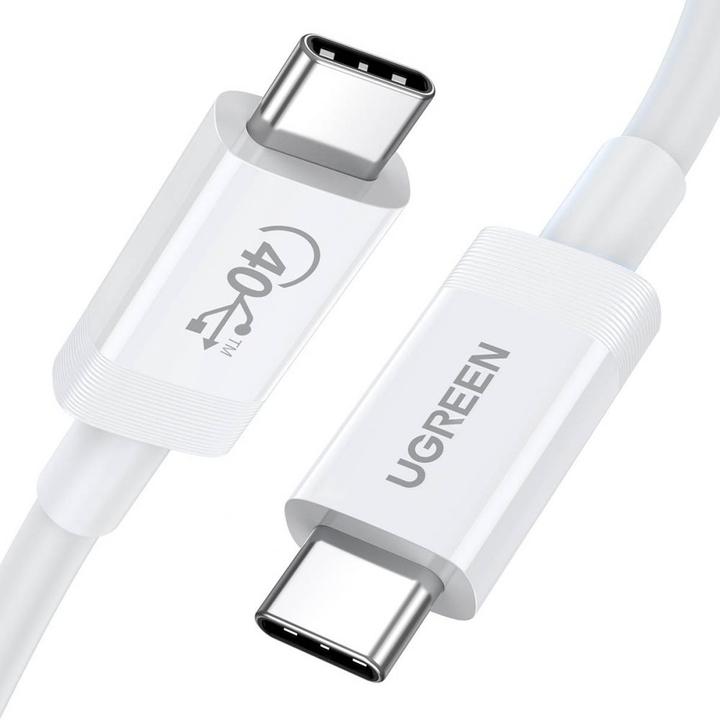 Ugreen USB-C to USB-C USB4 Cable, 40Gbps, 0.8m (White)