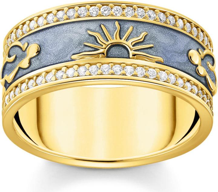Immagine prodotto Thomas Sabo Anello blu con simboli cosmici placcati oro (56, 925 Argento)