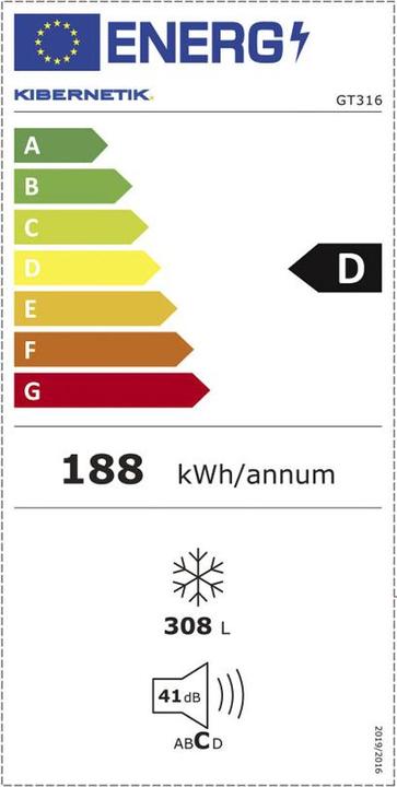 Etichetta energetica Kibernetik FSP Gefriertruhe 300 Liter ( D ) (Struttura autonoma, 308 l)