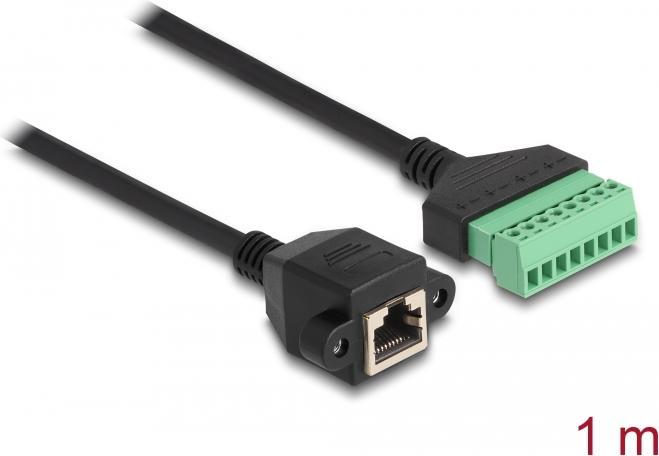 Produktbild Delock RJ45 Kabel Cat.6 Buchse zu Terminalblock Adapter zum Einbau 1 m 2-teilig (RJ45, RJ45 (1x))