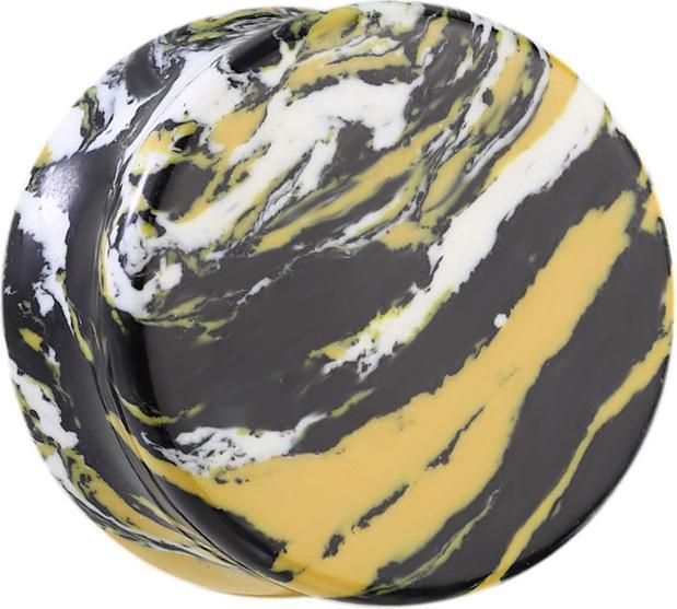 Produktbild Star Piercing Flared Plug schwarz weiss gelb marmoriert aus Türkis Stein (ohne Messing, Mineralisch)