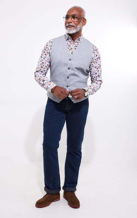 Actual product image Joe Browns Herringbone Linen Blend Waistcoat (54)