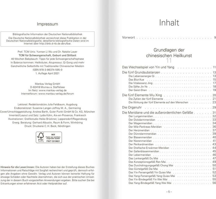 Produktbild TCM für Schwangerschaft, Geburt und Stillzeit (Deutsch, Dr. Natalie Lauer, Prof. TCM Univ. Yunnan Li Wu, 2021)
