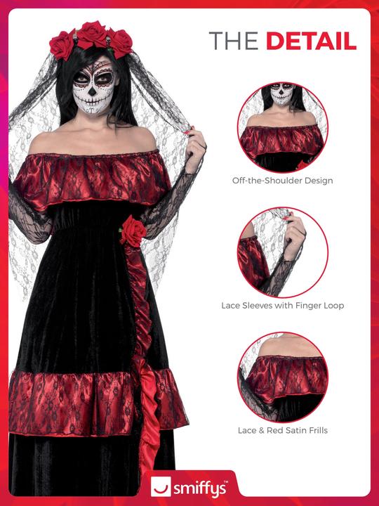 Produktbild Smiffys Day of the Dead Braut Kostüm (XL)