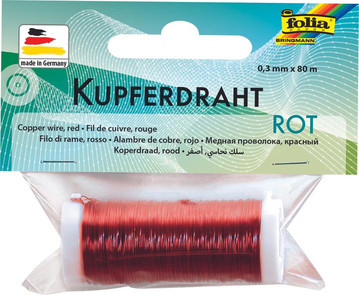 Produktbild Folia Basteldraht rostfrei, 0,3mmx80m, rot (80 m)