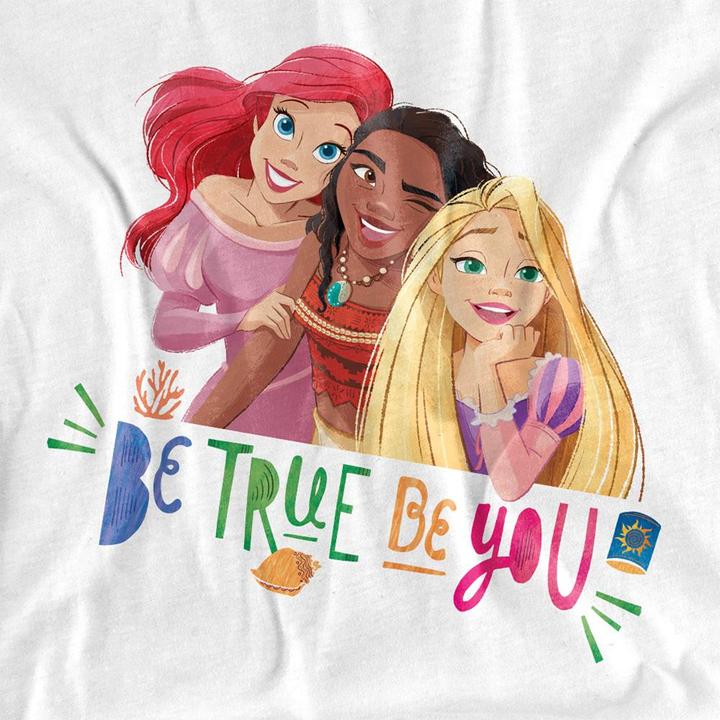 Actual product image Disney Princess Unisex Adult Be True, Be You Ariel Moana Rapunzel T-Shirt (L)