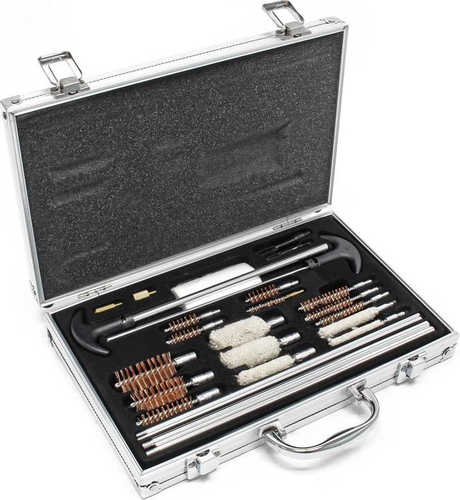 Actual product image Wiltec 100pcs Weapon Cleaning Kit with Brushes, Cleaning Cloths and Transport Case for Rifles and Pistols