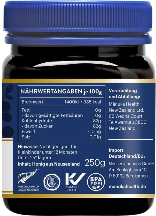 Valori nutrizionali e ingredienti Manuka Health MGO 550+ Manuka Honig (250 g)
