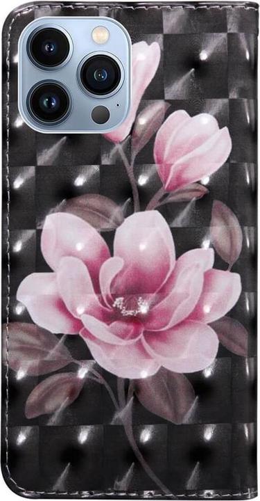Actual product image Cover-Discount iPhone 14 Pro - case glitter effect flowers pink (Apple iPhone 14 Pro)