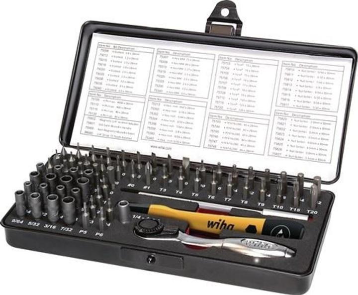 Produktbild Wiha Micro Bit Set 65-tlg. inkl. Aufbwahrungsbox Feinmechanik Schraubendreher Set Bit Halter (4 mm)