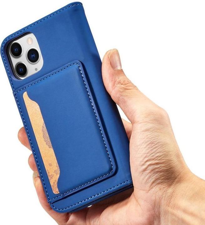 Produktbild Hurtel Magnet Card Case for iPhone 12 Pro cover card wallet card stand blue (Apple iPhone 12 Pro)