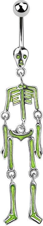 Image du produit Star Piercing Banane argent avec boule pendentif squelette vert (sans laiton, Acier chirurgical 316L)