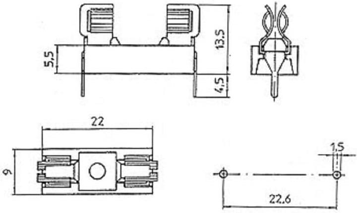 Actual product image Velleman Fuse holder for PCB mounting 5 x 20 mm (6.30 A)