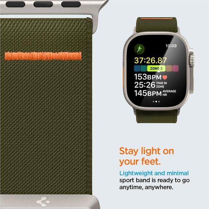 Produktbild Spigen Fit Lite Band für Apple Watch Series 42, 44, 45, 49 mm - khaki (42 mm, 44 mm, 45 mm, 49 mm, Nylon, Fabric, Stainless Steel)