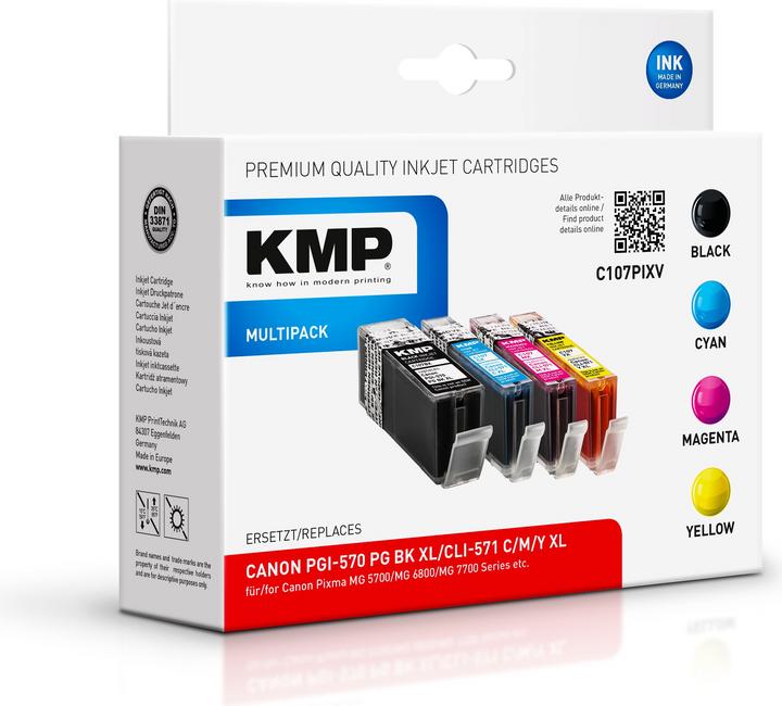 Produktbild KMP Tinte ersetzt CLI571XL (0332C005) (M, BK, C, Y)