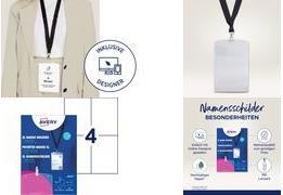 Avery Zweckform Namensschild-Tasche, 148x105 mm, Textilband transparent, aus PVC-freiem Material, mit 3-f