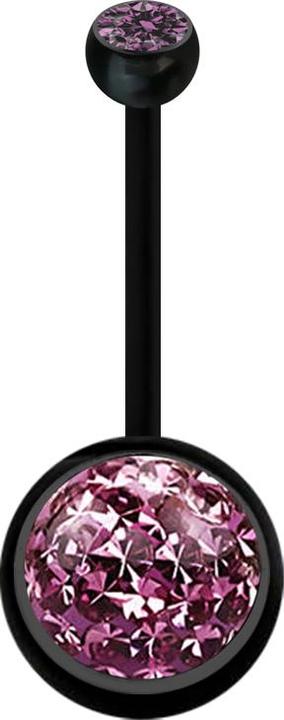Image du produit Star Piercing Banane schwarz mit Kugel Kristall hellviolett und Kugel Kristall hellviolett Epoxy Schutzschicht (Bioflex, sans laiton)