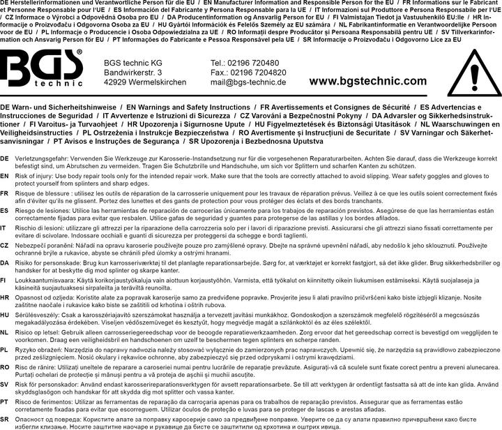 Image du produit BGS Kit de débosselage de carosserie 7 pièces