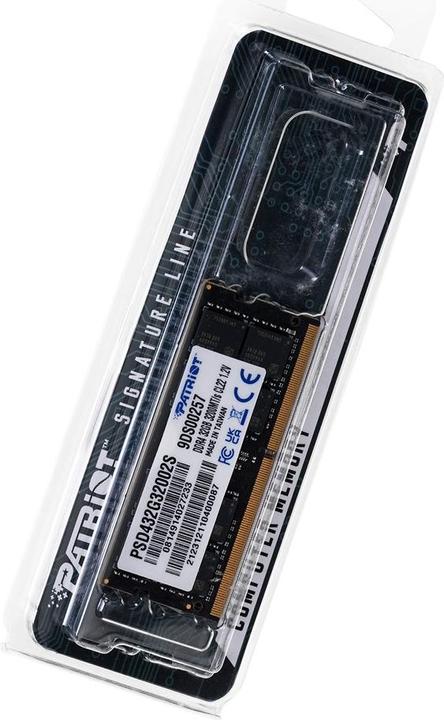 Immagine prodotto Patriot Firma PSD432G32002S Modulo di memoria GB DDR4 (1 x 32GB, 3200 MHz, DDR4-RAM, SO-DIMM)