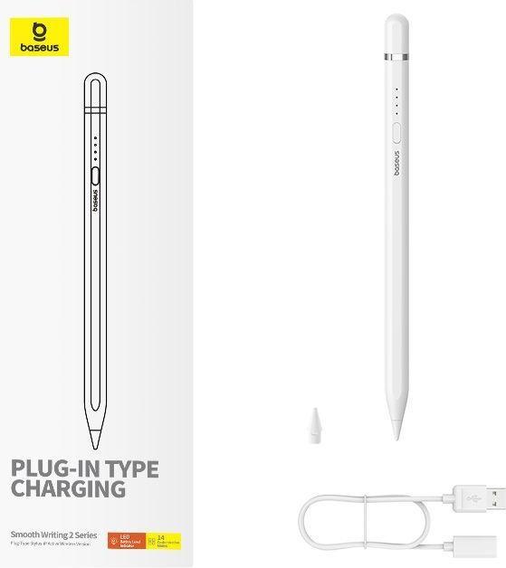 Actual product image Baseus Active stylus Smooth Writing Series with wireless charging, lightning (White)