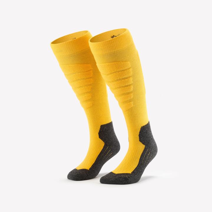 Actual product image Wedze Ski socks snowboard socks adults - 100 yellow/black (35, 38)