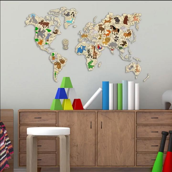 Actual product image WoodenCity Animals world map (29 pieces)