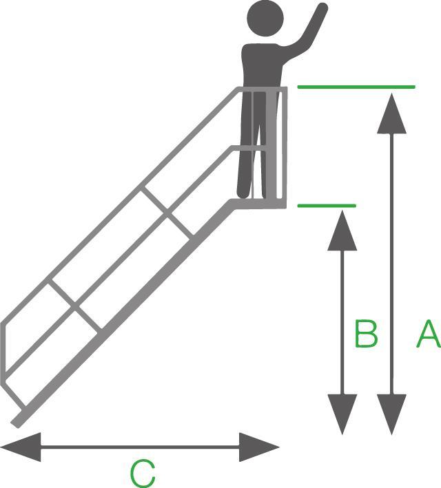 Image du produit Munk Escalier 45° largeur des marches 600 mm 12 marches aluminium strié (Escabeau, 264 cm)