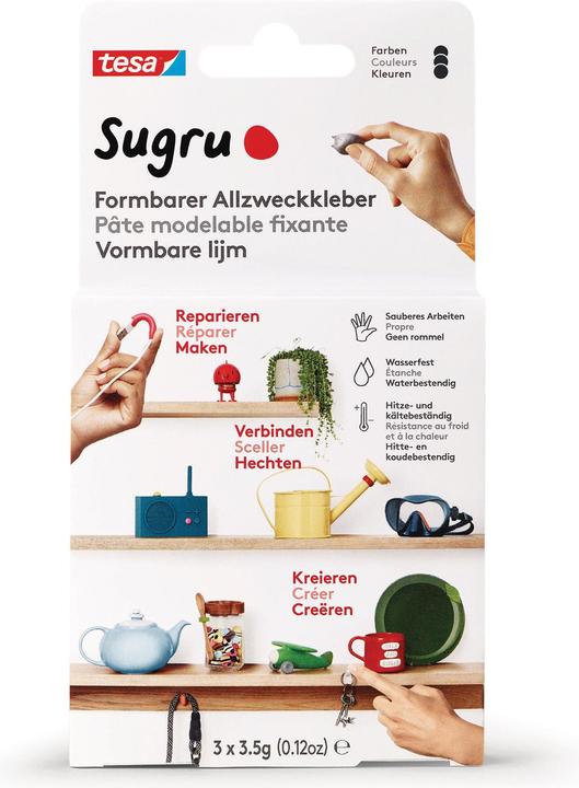 Image du produit Sugru by tesa Sugru 3x colle malléable à usage général, colle polyvalente pour décorer, coller & réparer (10.50 g)