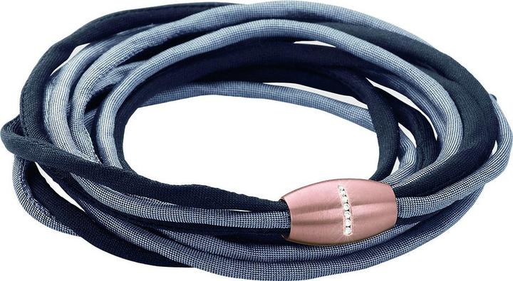 Immagine prodotto Xen Bracciale in seta grigio/nero con 7 diamanti Chiusura magnetica Lunghezze a scelta (65 cm, Seta e acciaio inossidabile)