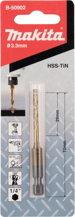 Actual product image Makita Punta metallo HSS-TiN con codolo esagonale 1/4" (3)