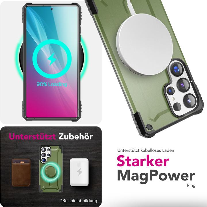 Produktbild Nalia Granite - Armor Panzer Hülle mit MagSafe Ring und Ständer - Military Hardcase (Samsung Galaxy S25 Ultra)