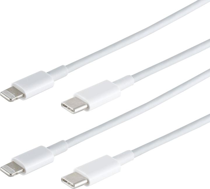 Actual product image S-Impuls Set of 2 fast charging cables USB-C to Lightning, white, 0.5 m (0.50 m, USB 3.2 Gen 1)