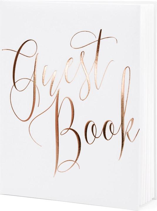 Image du produit Partydeco Livre d'or Guest Book 20 x 24.5 cm, Blanc/or rose (20 x 24.5 cm)